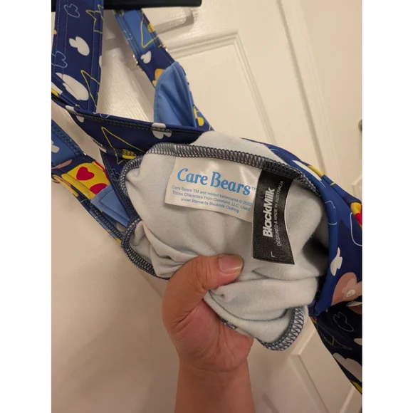 Women's BlackMilk Care Bears Pizza Print Blue short Overalls L romper - Picture 6 of 6